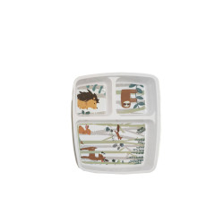 Plateau repas 3 compartiments melamine animaux de la forêt
