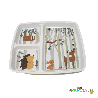 Plateau repas 3 compartiments melamine animaux de la forêt