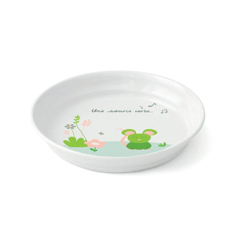 Assiette creuse mélamine souris verte
