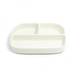 Assiette en pla 3 compartiments rectangulaire blanc écologique