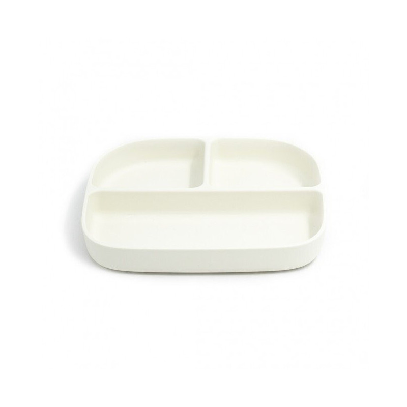 Assiette en pla 3 compartiments rectangulaire blanc écologique