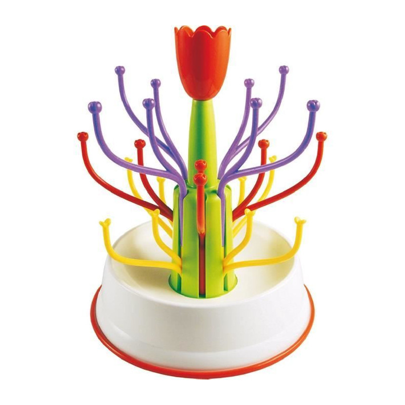 Égouttoir sèche biberons à tige tulipe rouge