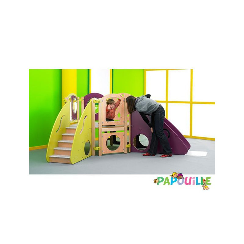 Structure escapade en angle vert prune