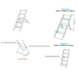 Escalier pliable en bois pour plan de change enfant