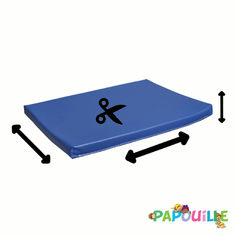 Matelas à langer plat en mousse pvc sur mesure ep 4 cm de 0.50 à 1 m2 bleu