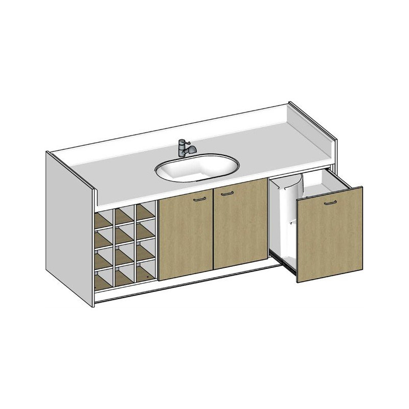 Meuble de change 200 cm casiers