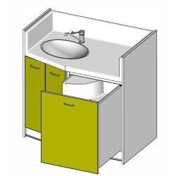 Meuble de change 1 cuve - 1100x700/550mm