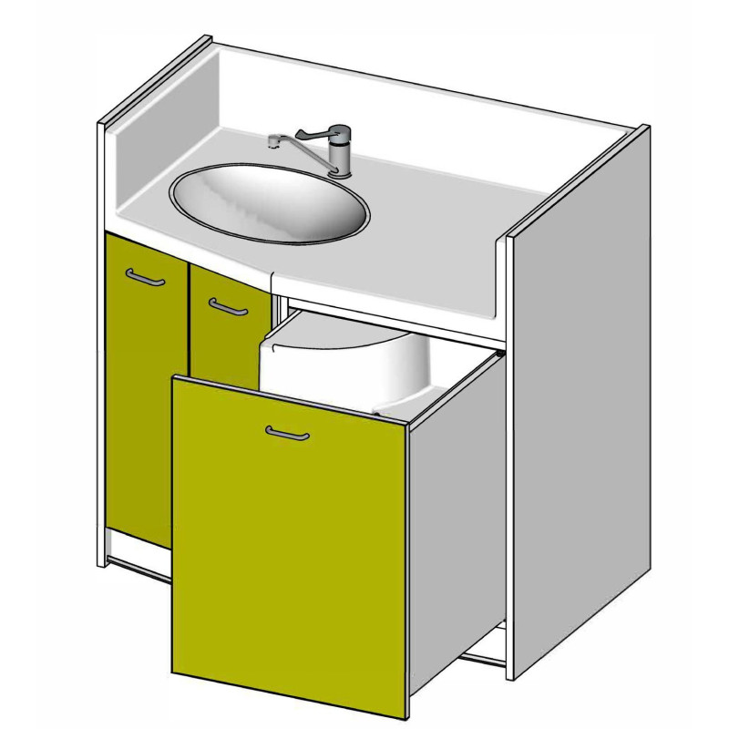 Meuble de change 1 cuve - 1100x700/550mm