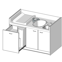 Meuble a langer avec baignoire et lave mains