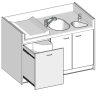 Meuble a langer avec baignoire et lave mains