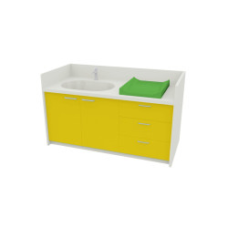 Meuble à langer en résine avec baignoire double porte et tiroir capucine