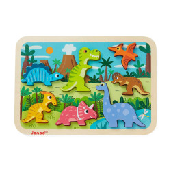 Puzzle à encastrer en bois 3d les dinosaures 7 pcs ( pour les enfants de 2 ans et plus )