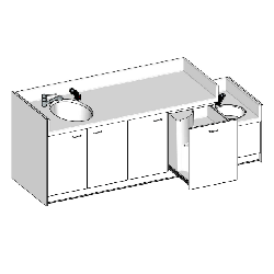 Table à langer 1 baignoire sabot + 1 lave main 2650x850mm