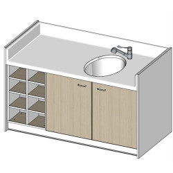 Meuble de change 1 baignoire, 8 casiers - 169 cm x 85 cm