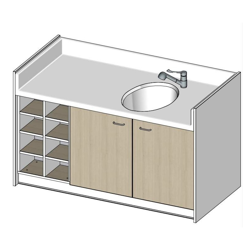 Meuble de change 1 baignoire, 8 casiers - 169 cm x 85 cm