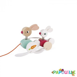 Animal en bois à promener lapin