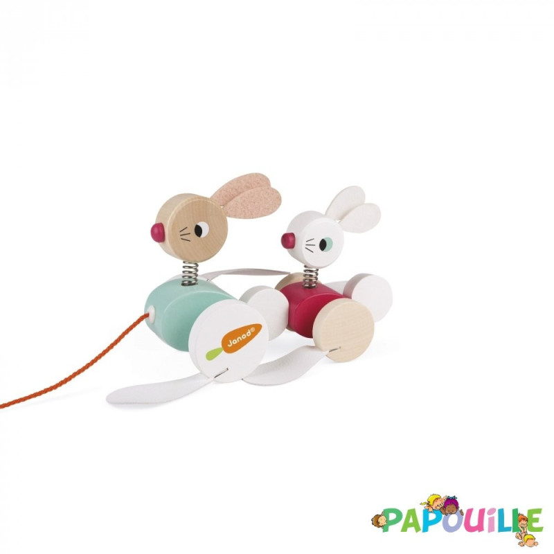 Animal en bois à promener lapin