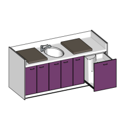 Table à langer 1 baignoir sabot 2200 x 850 mm