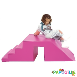 Module escalier toboggan pour piscine mousse pvc h.45 fuchsia