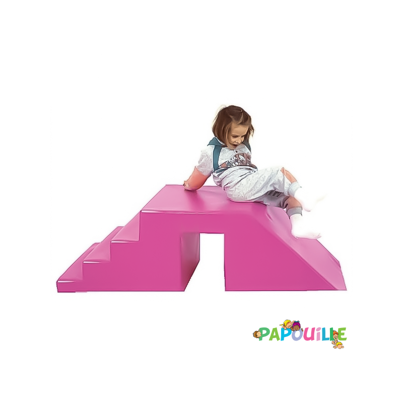 Module escalier toboggan pour piscine mousse pvc h.45 fuchsia