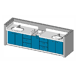 Meuble de change 2 cuves - 3440 x 700mm