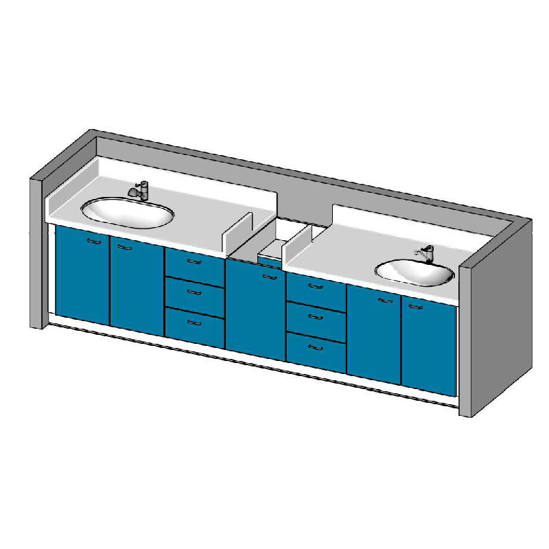 Meuble de change 2 cuves - 3440 x 700mm