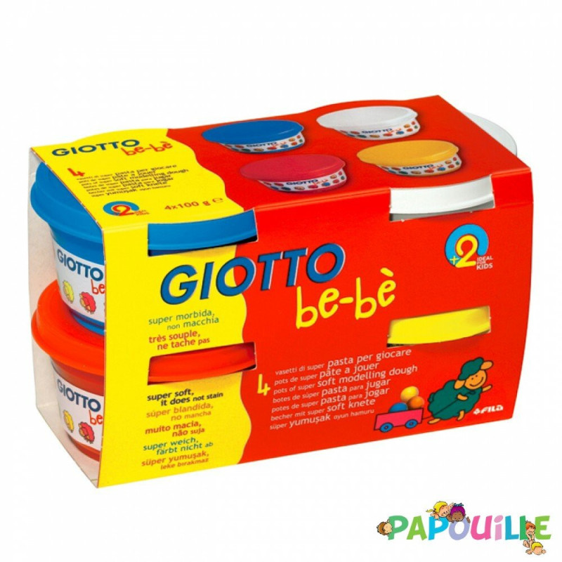 4 pates a modeler naturel  - 100g  (rouge-jaune-blanc-cyan)