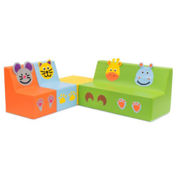 Ensemble canapé, fauteuils et table en mousse souris