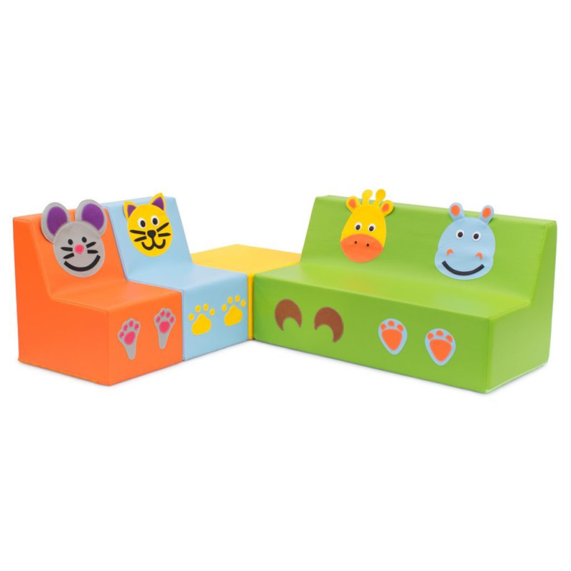Ensemble canapé, fauteuils et table en mousse souris