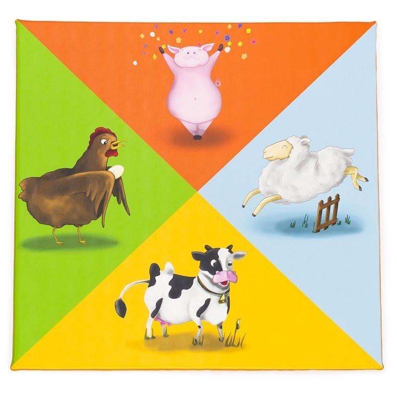 Tapis de gym ludique les animaux de la ferme 130 x 130 x 3 cm