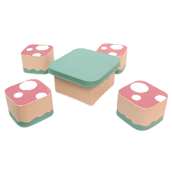 Ensemble de table et tabourets champignons