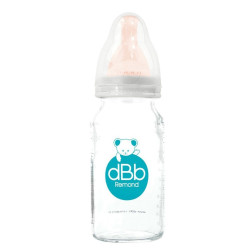 Biberon 110 ml verre "regul'air" tétine nn caoutchouc - couleur blanc