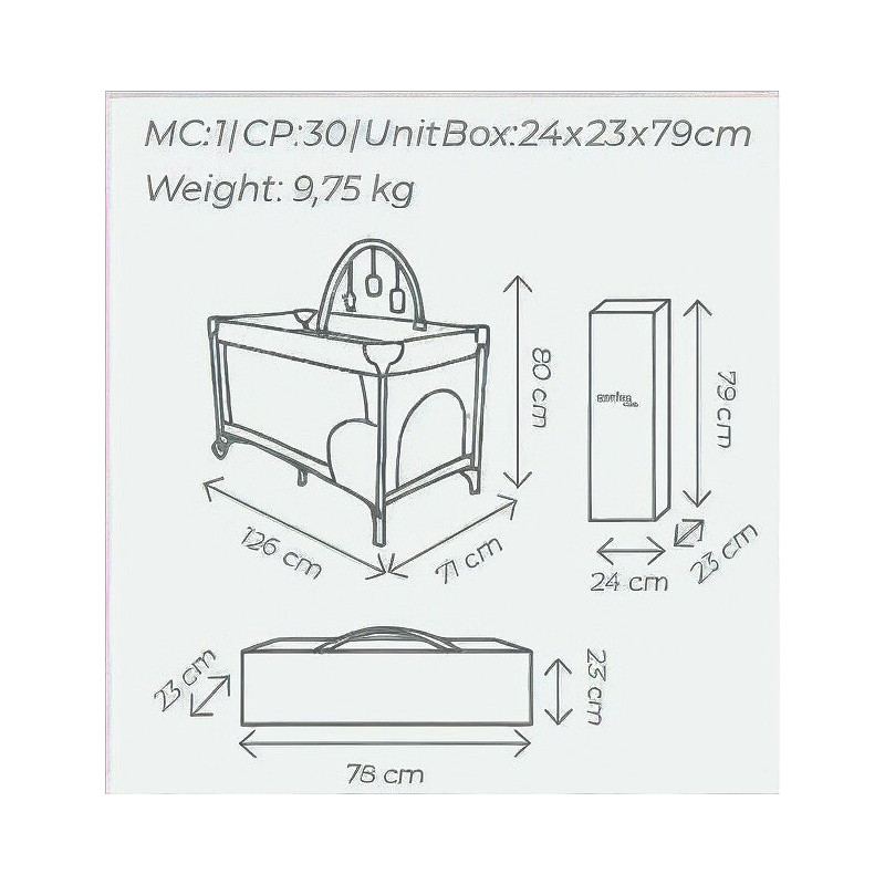 Parc bébé à roulettes - jusqu'à 15 Kg