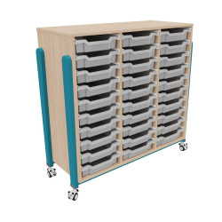 Meuble a roulettes 30 bacs tiroir vernis