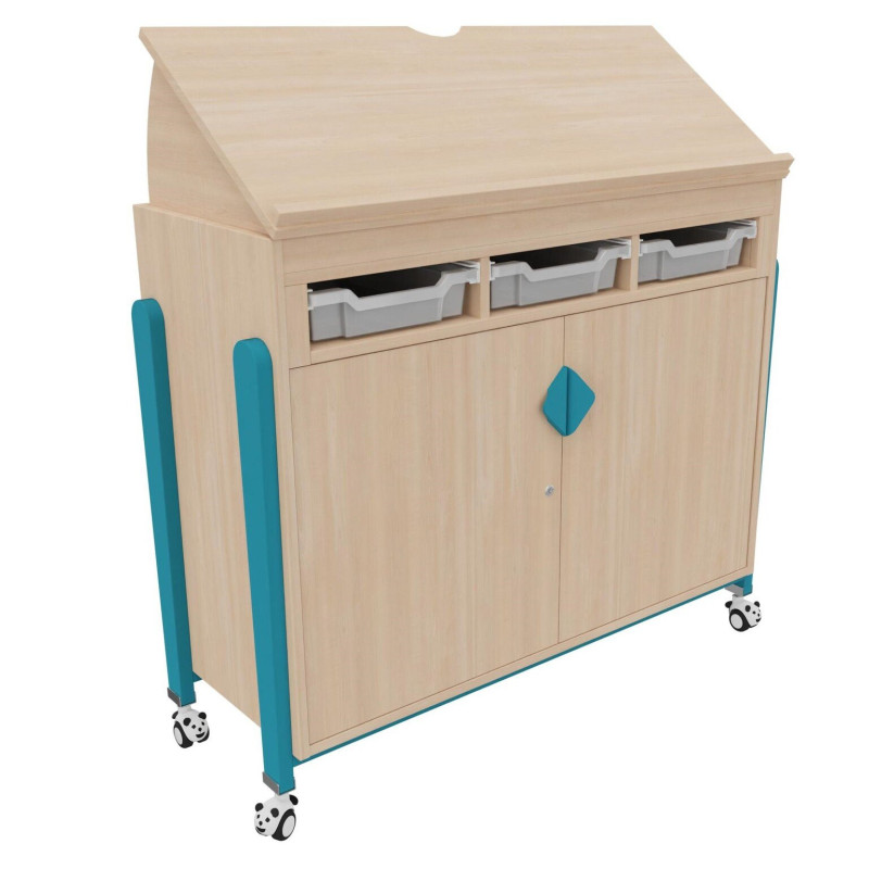 Meuble bas mobile a roulettes vernis