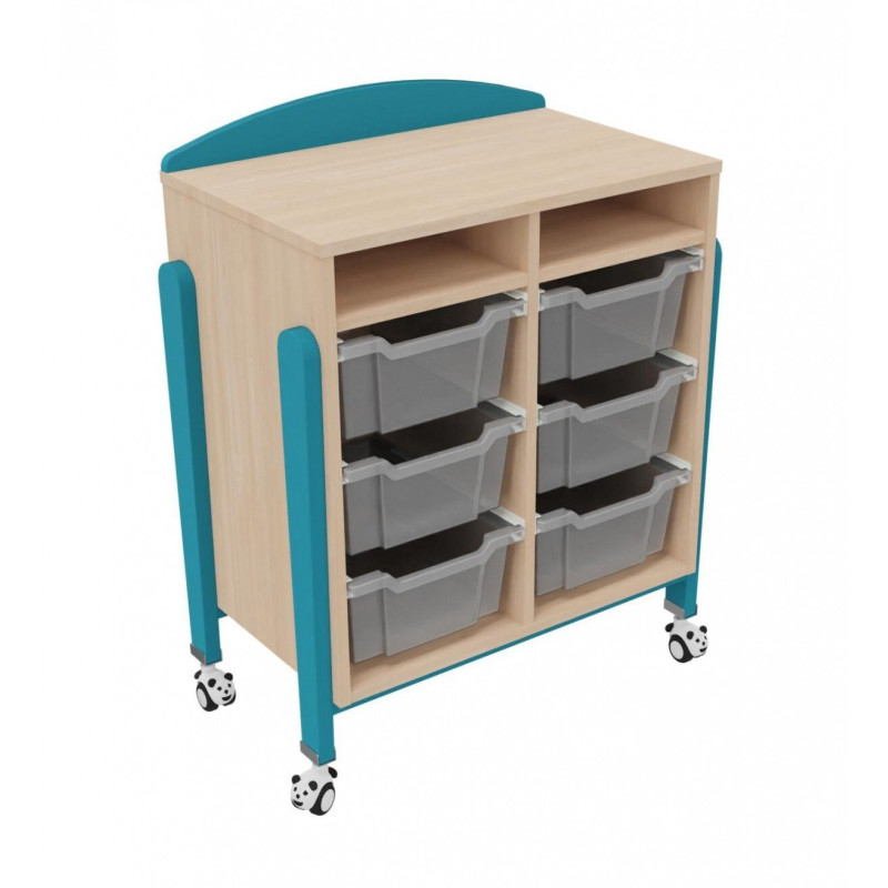 Meuble mobile a roulette 6 bac tiroirs vernis