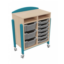 Meuble mobile a roulette 9 bacs tiroirs vernis
