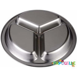 Assiette inox 3 compartiments 22 cm