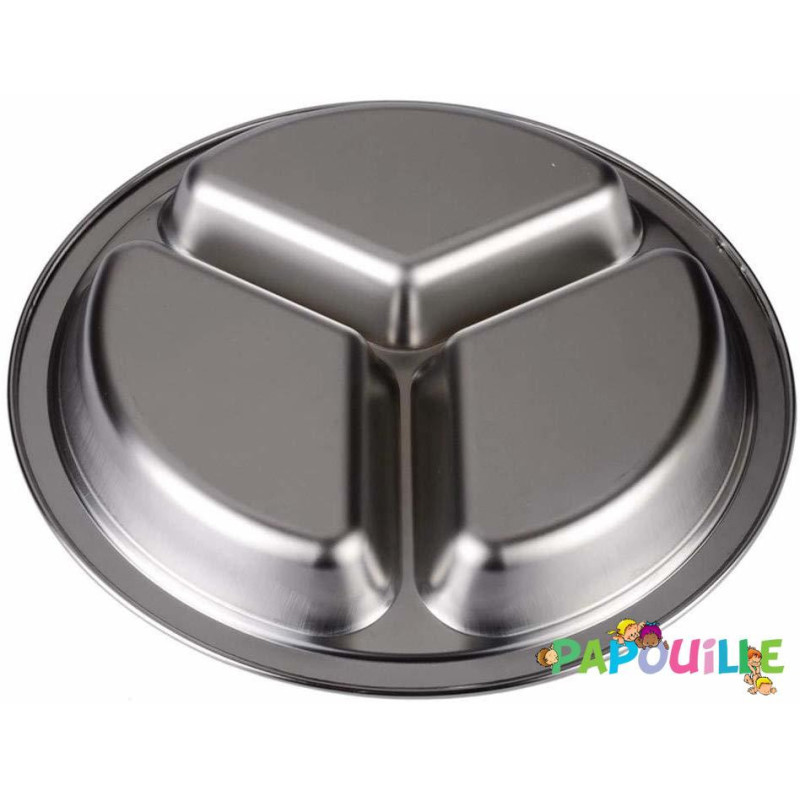 Assiette inox 3 compartiments 22 cm