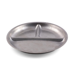 Assiette ronde 3 compartiments - Inox micro-ondable