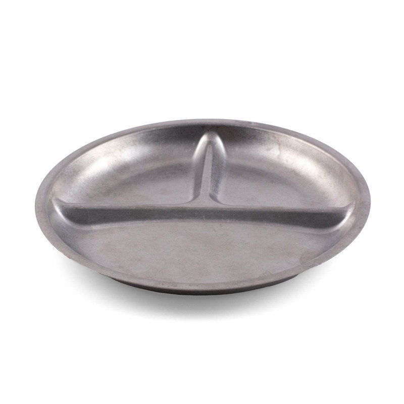 Assiette ronde 3 compartiments - Inox micro-ondable
