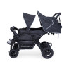 Quadruple Stroller - 4 Children - Black + Rain Cover + Sun Canopies