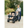Quadruple Stroller - 4 Children - Black + Rain Cover + Sun Canopies