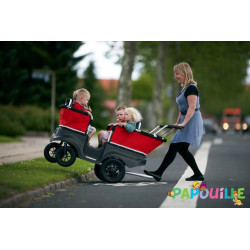 Poussette chariot quadruple kiddy bus tortue 4 places