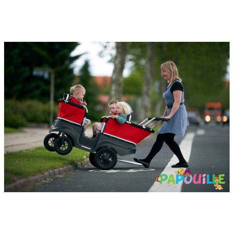 Poussette chariot quadruple kiddy bus tortue 4 places