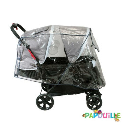 Habillage de pluie poussette double avec canopy transparent