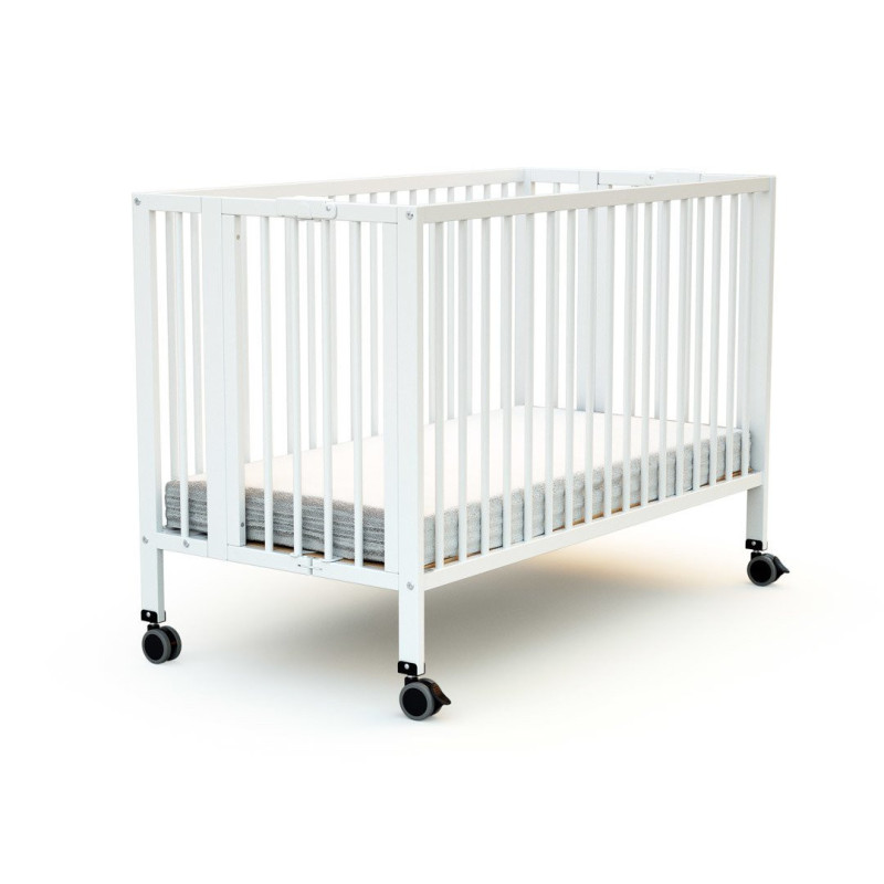 Lit pliant bois blanc pro avec roulettes