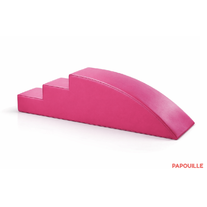 Module petit toboggan incurve 3 marches en mousse pvc h.23 fuchsia