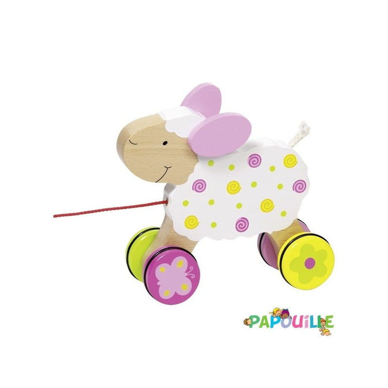 Animal à tirer en bois cory le mouton