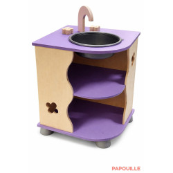 Bloc coin évier imitation avec meuble de rangement en bois